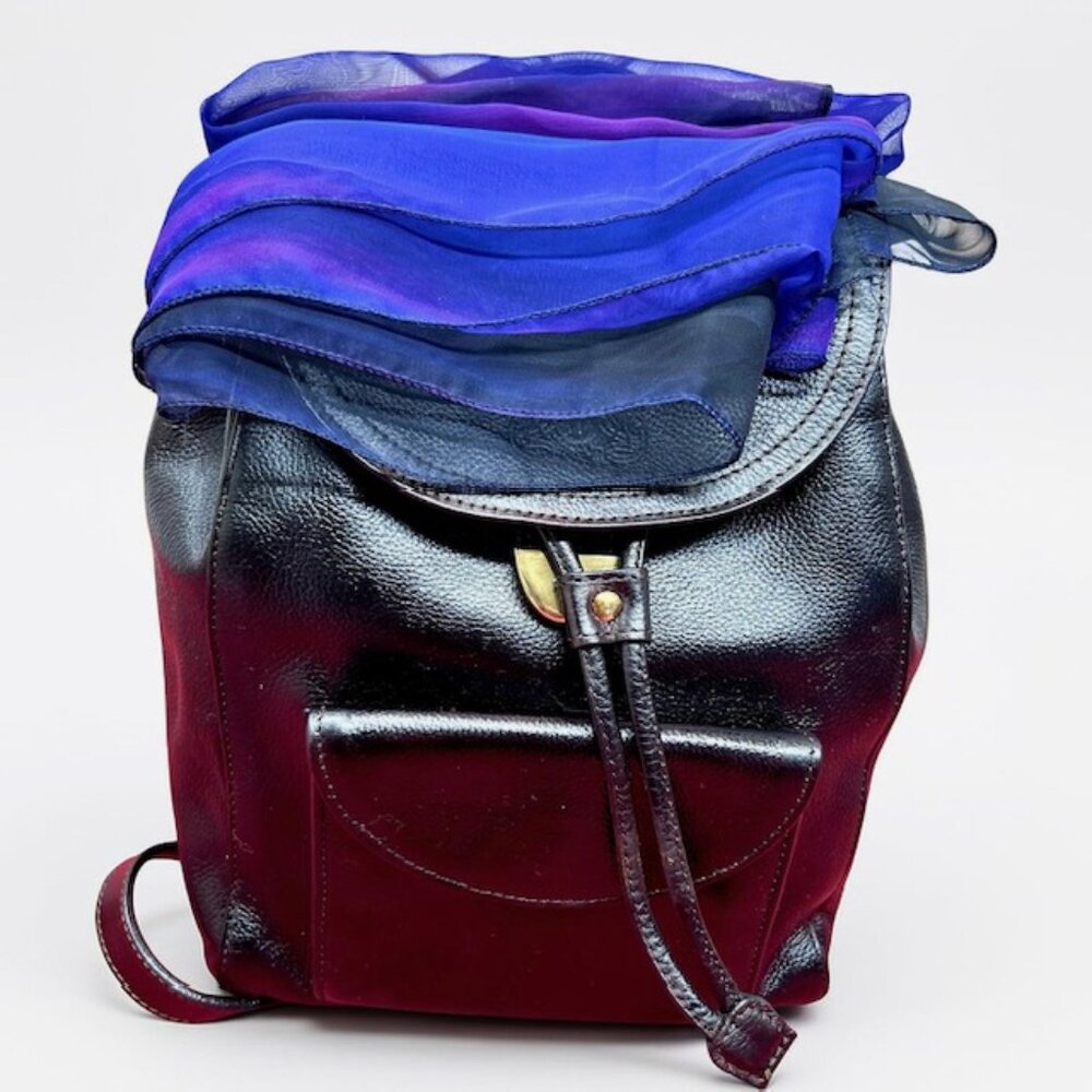 France Made Didier Lamarthe Back Pack Dark Chocolate Brown + FREE Chiffon Scarf - Picture 5 of 16